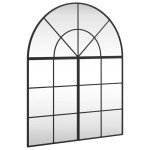 vidaXL Oglindă de perete, negru, 80x100 cm, arcuită, fier