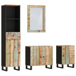 vidaXL Set mobilier de baie, 4 piese, lemn masiv recuperat
