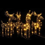 vidaXL Decorațiune Crăciun reni, 4 buc., 160 LED-uri albe calde, ratan vidaXL Decorațiune Crăciun reni, 4 buc., 160 LED-uri albe calde, ratan