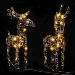vidaXL Decorațiune Crăciun reni, 6 buc., 240 LED-uri albe calde, ratan