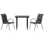 vidaXL Set mobilier de grădină, 3 piese, negru, textilenă și oțel vidaXL Set mobilier de grădină, 3 piese, negru, textilenă și oțel