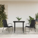 vidaXL Set mobilier de grădină, 3 piese, negru, textilenă și oțel vidaXL Set mobilier de grădină, 3 piese, negru, textilenă și oțel