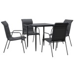 vidaXL Set mobilier de grădină, 5 piese, negru, oțel și textilenă vidaXL Set mobilier de grădină, 5 piese, negru, oțel și textilenă