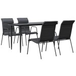 vidaXL Set mobilier de grădină, 5 piese, negru, oțel și textilenă vidaXL Set mobilier de grădină, 5 piese, negru, oțel și textilenă