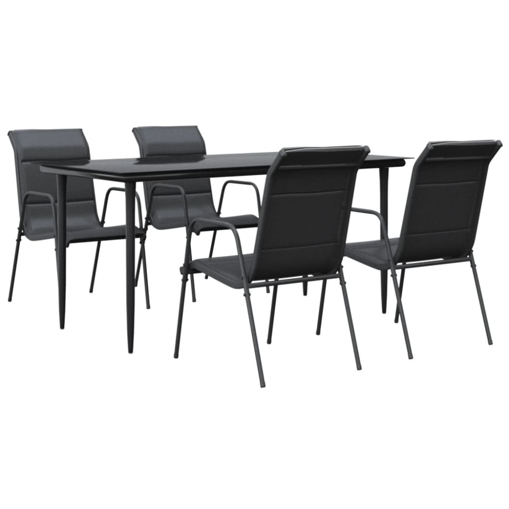 vidaXL Set mobilier de grădină, 5 piese, negru, oțel și textilenă
