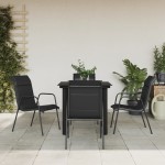 vidaXL Set mobilier de grădină, 5 piese, negru, oțel și textilenă vidaXL Set mobilier de grădină, 5 piese, negru, oțel și textilenă