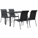vidaXL Set mobilier de grădină, 5 piese, negru, oțel și textilenă vidaXL Set mobilier de grădină, 5 piese, negru, oțel și textilenă