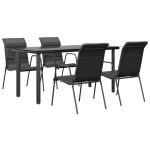 vidaXL Set mobilier de grădină, 5 piese, negru, oțel și textilenă vidaXL Set mobilier de grădină, 5 piese, negru, oțel și textilenă