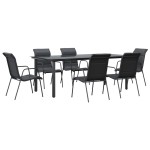 vidaXL Set mobilier de grădină, 7 piese, negru, oțel și textilenă