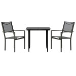 vidaXL Set mobilier de grădină, 3 piese, negru, textilenă și oțel vidaXL Set mobilier de grădină, 3 piese, negru, textilenă și oțel
