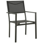 vidaXL Set mobilier de grădină, 3 piese, negru, textilenă și oțel vidaXL Set mobilier de grădină, 3 piese, negru, textilenă și oțel