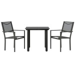 vidaXL Set mobilier de grădină, 3 piese, negru, textilenă și oțel vidaXL Set mobilier de grădină, 3 piese, negru, textilenă și oțel