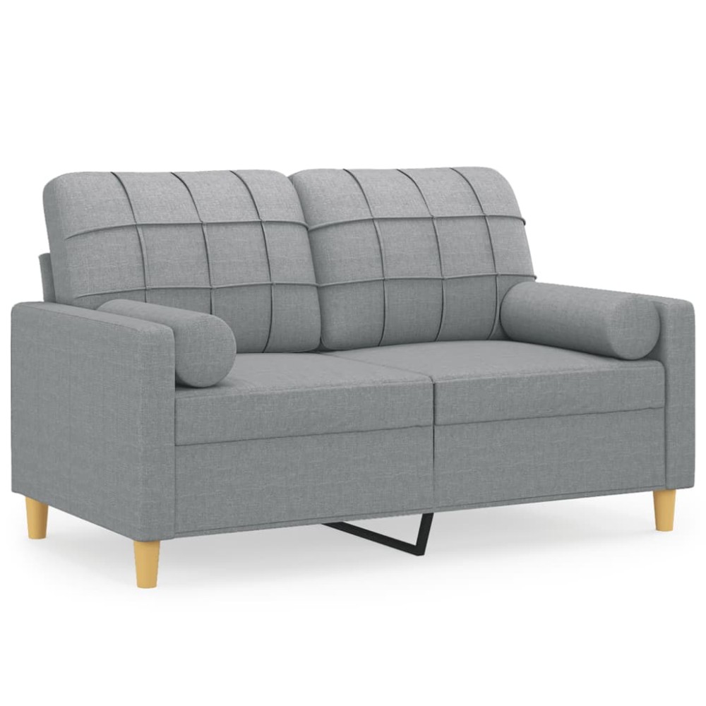 vidaXL Canapea cu 2 locuri cu pernuțe, gri deschis, 120 cm, textil