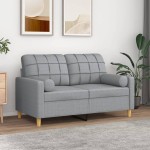 vidaXL Canapea cu 2 locuri cu pernuțe, gri deschis, 120 cm, textil vidaXL Canapea cu 2 locuri cu pernuțe, gri deschis, 120 cm, textil