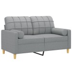 vidaXL Canapea cu 2 locuri cu pernuțe, gri deschis, 120 cm, textil vidaXL Canapea cu 2 locuri cu pernuțe, gri deschis, 120 cm, textil