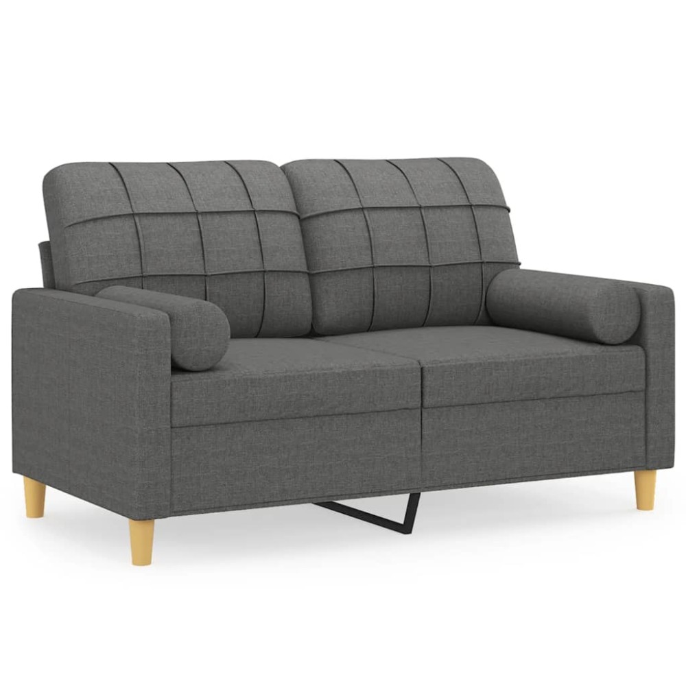vidaXL Canapea cu 2 locuri cu pernuțe, gri închis, 120 cm, textil