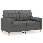 vidaXL Canapea cu 2 locuri cu pernuțe, gri închis, 120 cm, textil vidaXL Canapea cu 2 locuri cu pernuțe, gri închis, 120 cm, textil