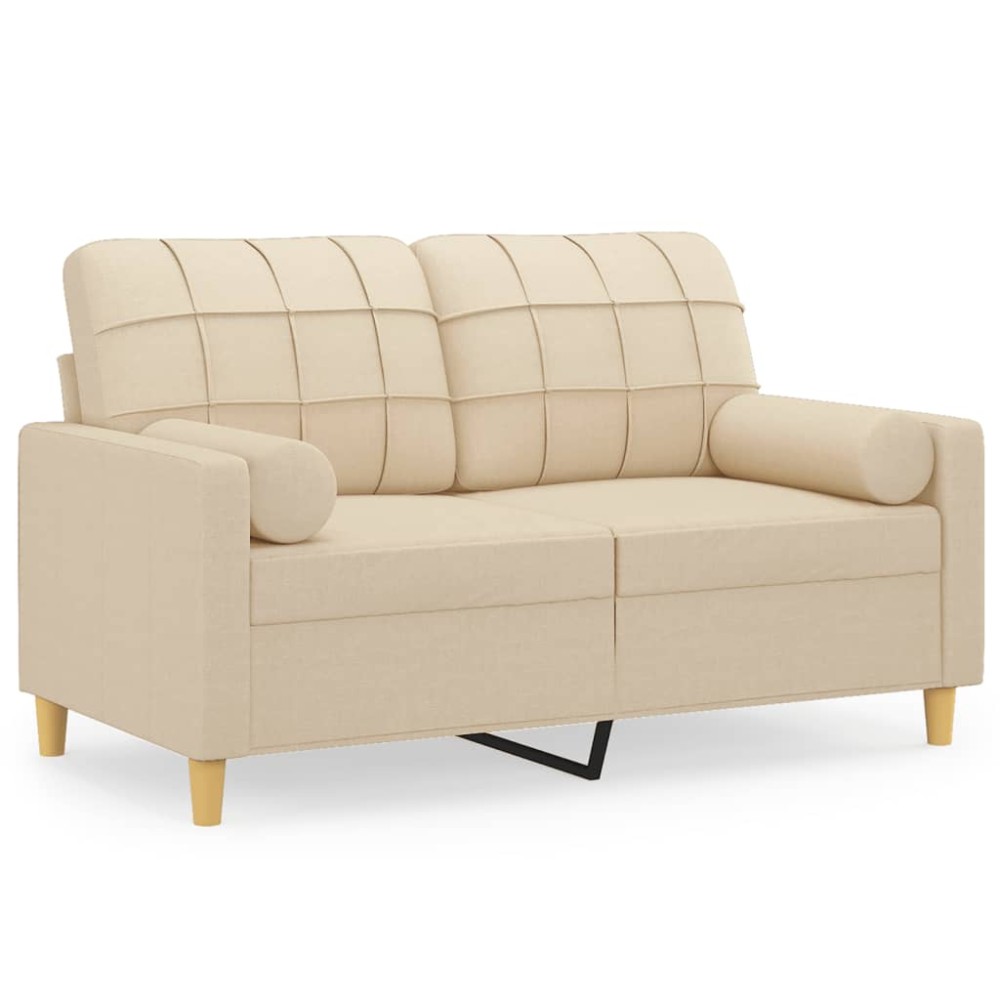 vidaXL Canapea cu 2 locuri cu pernuțe, crem, 120 cm, textil