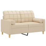 vidaXL Canapea cu 2 locuri cu pernuțe, crem, 120 cm, textil