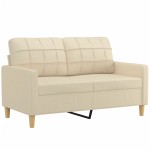 vidaXL Canapea cu 2 locuri cu pernuțe, crem, 120 cm, textil