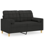 vidaXL Canapea cu 2 locuri cu pernuțe, negru, 120 cm, textil vidaXL Canapea cu 2 locuri cu pernuțe, negru, 120 cm, textil