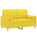 vidaXL Canapea cu 2 locuri cu pernuțe, galben deschis, 120 cm, textil