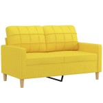 vidaXL Canapea cu 2 locuri cu pernuțe, galben deschis, 120 cm, textil