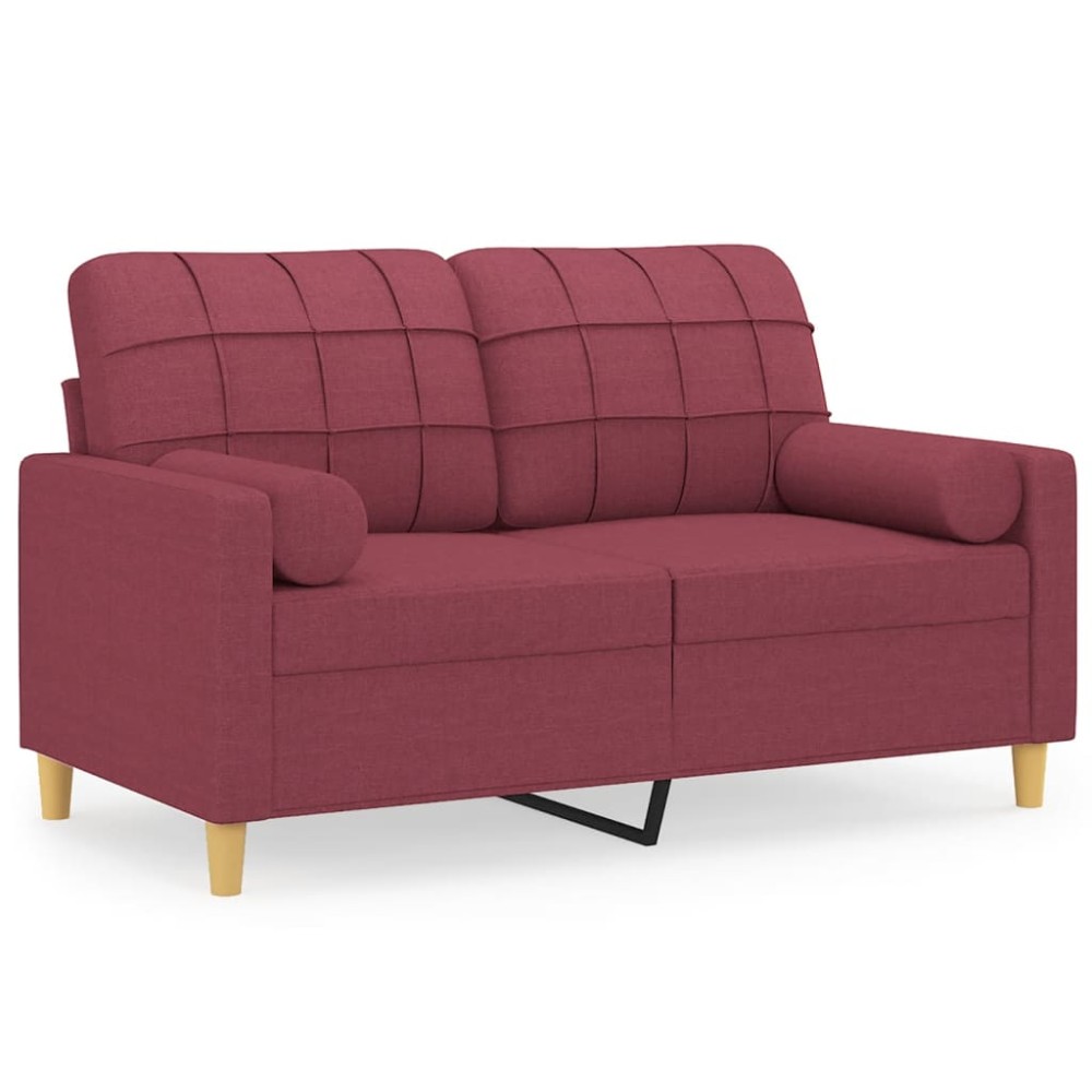 vidaXL Canapea cu 2 locuri cu pernuțe, roșu vin, 120 cm, textil