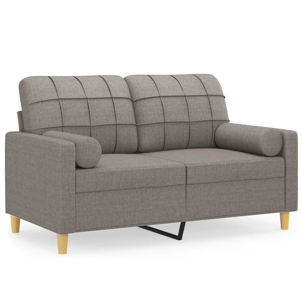 vidaXL Canapea cu 2 locuri cu pernuțe, gri taupe, 120 cm, textil