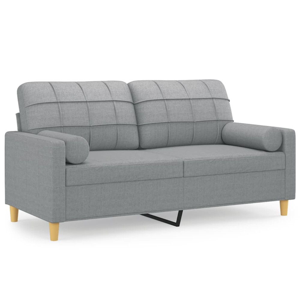 vidaXL Canapea cu 2 locuri cu pernuțe, gri deschis, 140 cm, textil