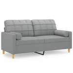 vidaXL Canapea cu 2 locuri cu pernuțe, gri deschis, 140 cm, textil vidaXL Canapea cu 2 locuri cu pernuțe, gri deschis, 140 cm, textil