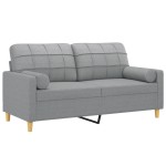 vidaXL Canapea cu 2 locuri cu pernuțe, gri deschis, 140 cm, textil vidaXL Canapea cu 2 locuri cu pernuțe, gri deschis, 140 cm, textil