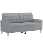 vidaXL Canapea cu 2 locuri cu pernuțe, gri deschis, 140 cm, textil vidaXL Canapea cu 2 locuri cu pernuțe, gri deschis, 140 cm, textil