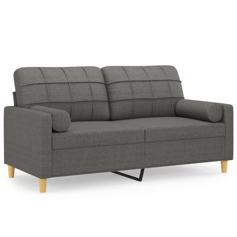 vidaXL Canapea cu 2 locuri cu pernuțe, gri închis, 140 cm, textil