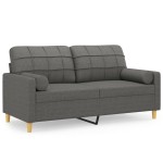 vidaXL Canapea cu 2 locuri cu pernuțe, gri închis, 140 cm, textil vidaXL Canapea cu 2 locuri cu pernuțe, gri închis, 140 cm, textil