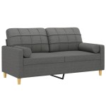 vidaXL Canapea cu 2 locuri cu pernuțe, gri închis, 140 cm, textil vidaXL Canapea cu 2 locuri cu pernuțe, gri închis, 140 cm, textil