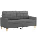vidaXL Canapea cu 2 locuri cu pernuțe, gri închis, 140 cm, textil vidaXL Canapea cu 2 locuri cu pernuțe, gri închis, 140 cm, textil
