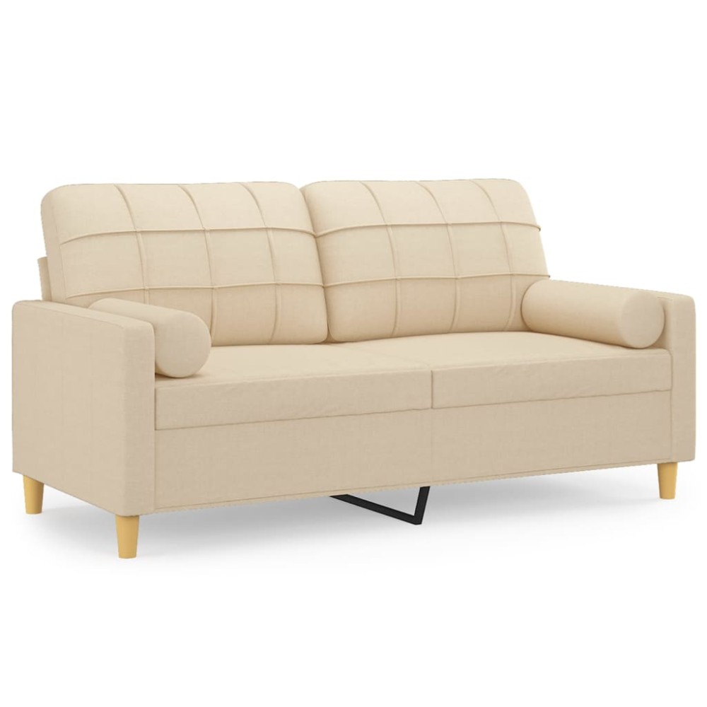 vidaXL Canapea cu 2 locuri cu pernuțe, crem, 140 cm, textil