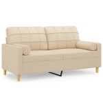 vidaXL Canapea cu 2 locuri cu pernuțe, crem, 140 cm, textil vidaXL Canapea cu 2 locuri cu pernuțe, crem, 140 cm, textil