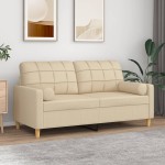 vidaXL Canapea cu 2 locuri cu pernuțe, crem, 140 cm, textil vidaXL Canapea cu 2 locuri cu pernuțe, crem, 140 cm, textil