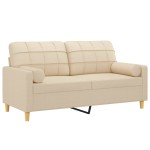 vidaXL Canapea cu 2 locuri cu pernuțe, crem, 140 cm, textil vidaXL Canapea cu 2 locuri cu pernuțe, crem, 140 cm, textil