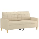 vidaXL Canapea cu 2 locuri cu pernuțe, crem, 140 cm, textil vidaXL Canapea cu 2 locuri cu pernuțe, crem, 140 cm, textil