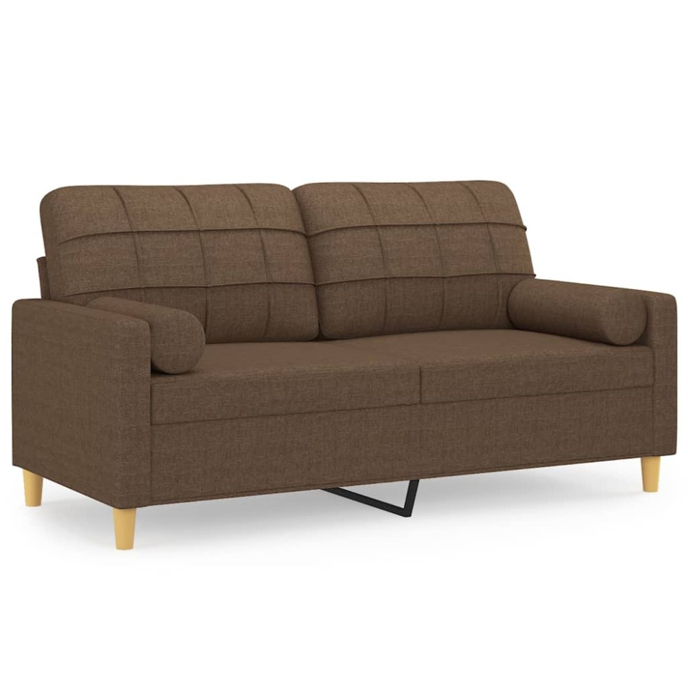 vidaXL Canapea cu 2 locuri cu pernuțe, maro, 140 cm, textil