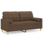 vidaXL Canapea cu 2 locuri cu pernuțe, maro, 140 cm, textil vidaXL Canapea cu 2 locuri cu pernuțe, maro, 140 cm, textil