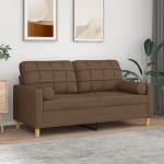 vidaXL Canapea cu 2 locuri cu pernuțe, maro, 140 cm, textil vidaXL Canapea cu 2 locuri cu pernuțe, maro, 140 cm, textil