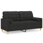 vidaXL Canapea cu 2 locuri cu pernuțe, negru, 140 cm, textil vidaXL Canapea cu 2 locuri cu pernuțe, negru, 140 cm, textil
