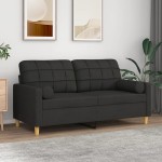 vidaXL Canapea cu 2 locuri cu pernuțe, negru, 140 cm, textil vidaXL Canapea cu 2 locuri cu pernuțe, negru, 140 cm, textil