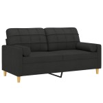 vidaXL Canapea cu 2 locuri cu pernuțe, negru, 140 cm, textil vidaXL Canapea cu 2 locuri cu pernuțe, negru, 140 cm, textil
