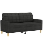 vidaXL Canapea cu 2 locuri cu pernuțe, negru, 140 cm, textil vidaXL Canapea cu 2 locuri cu pernuțe, negru, 140 cm, textil