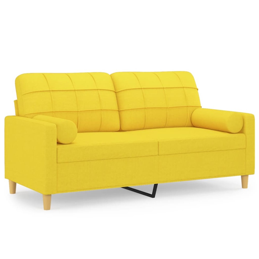 vidaXL Canapea cu 2 locuri cu pernuțe, galben deschis, 140 cm, textil